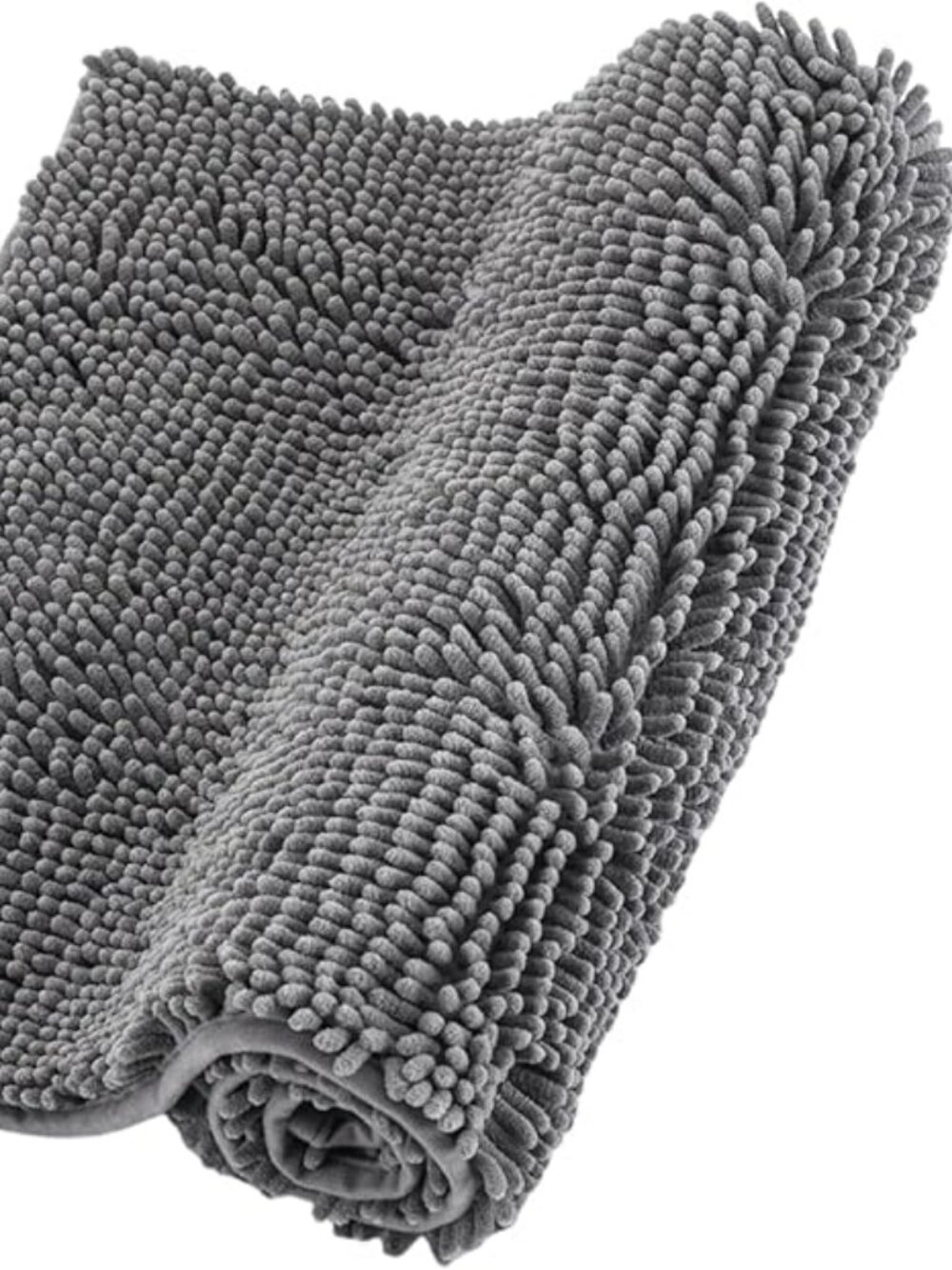 Chenille Bathroom Rugs Non Slip Bath Bathroom Accessories (Dark Grey, 20" x 32")